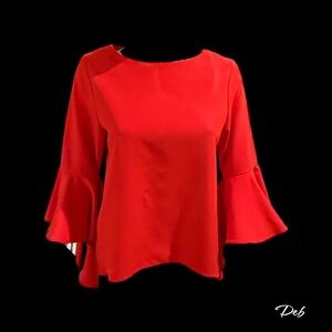 Saint Gil Paris Elegant Red Women's Top with Flared Sleeves
